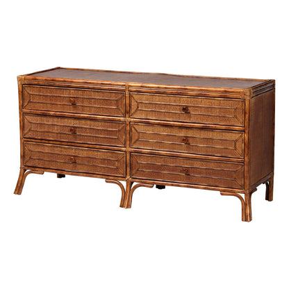 bali & pari - Basile Dresser in Marbled Tortoise Brown - WS226-Rattan/Tortoise-6DW-Dresser view 1