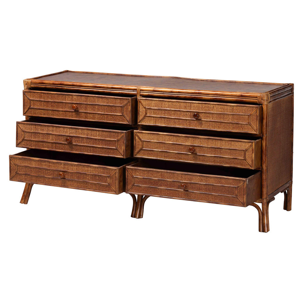 bali & pari - Basile Dresser in Marbled Tortoise Brown - WS226-Rattan/Tortoise-6DW-Dresser view 2