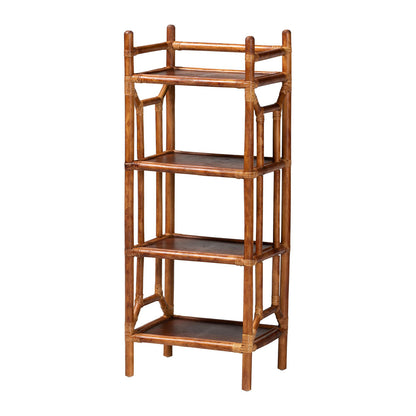 bali & pari - Basile Shelving Unit in Marbled Tortoise Brown - WS197-Tortoise Rattan-Shelf view 1