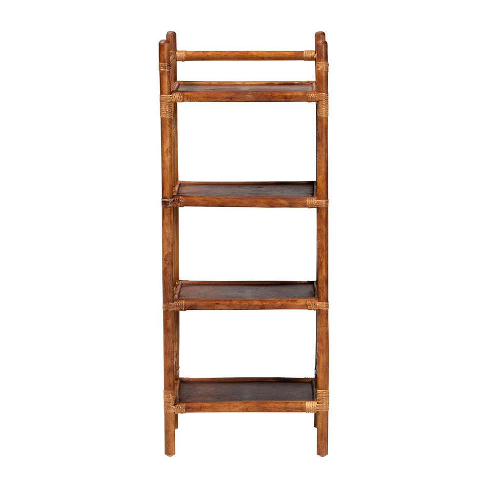 bali & pari - Basile Shelving Unit in Marbled Tortoise Brown - WS197-Tortoise Rattan-Shelf view 2