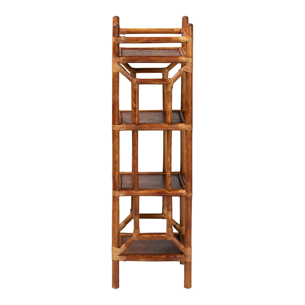 bali & pari - Basile Shelving Unit in Marbled Tortoise Brown - WS197-Tortoise Rattan-Shelf view 3