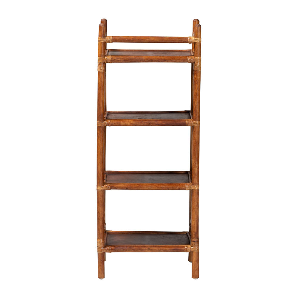 bali & pari - Basile Shelving Unit in Marbled Tortoise Brown - WS197-Tortoise Rattan-Shelf view 4