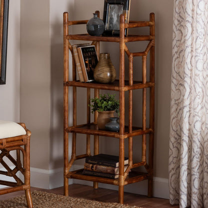 bali & pari - Basile Shelving Unit in Marbled Tortoise Brown - WS197-Tortoise Rattan-Shelf view 7