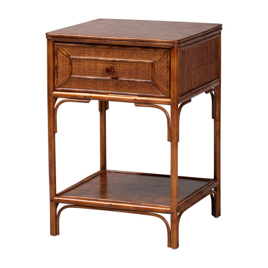bali & pari - BasileEnd Table in Marbled Tortoise Brown - WS220-Rattan/Tortoise-Side Table view 1