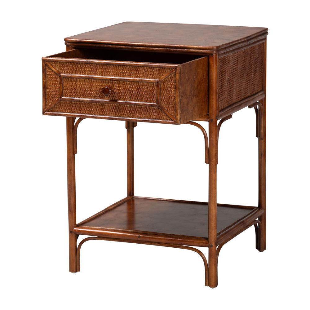 bali & pari - BasileEnd Table in Marbled Tortoise Brown - WS220-Rattan/Tortoise-Side Table view 3
