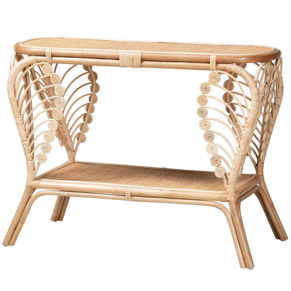bali & pari - Bastet Console Table in Natural Brown - RBS033-Rattan-Console view 1