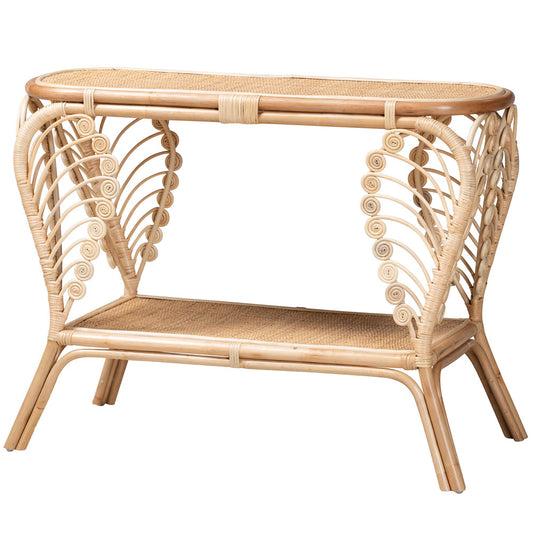 bali & pari - Bastet Console Table in Natural Brown - RBS033-Rattan-Console view 1