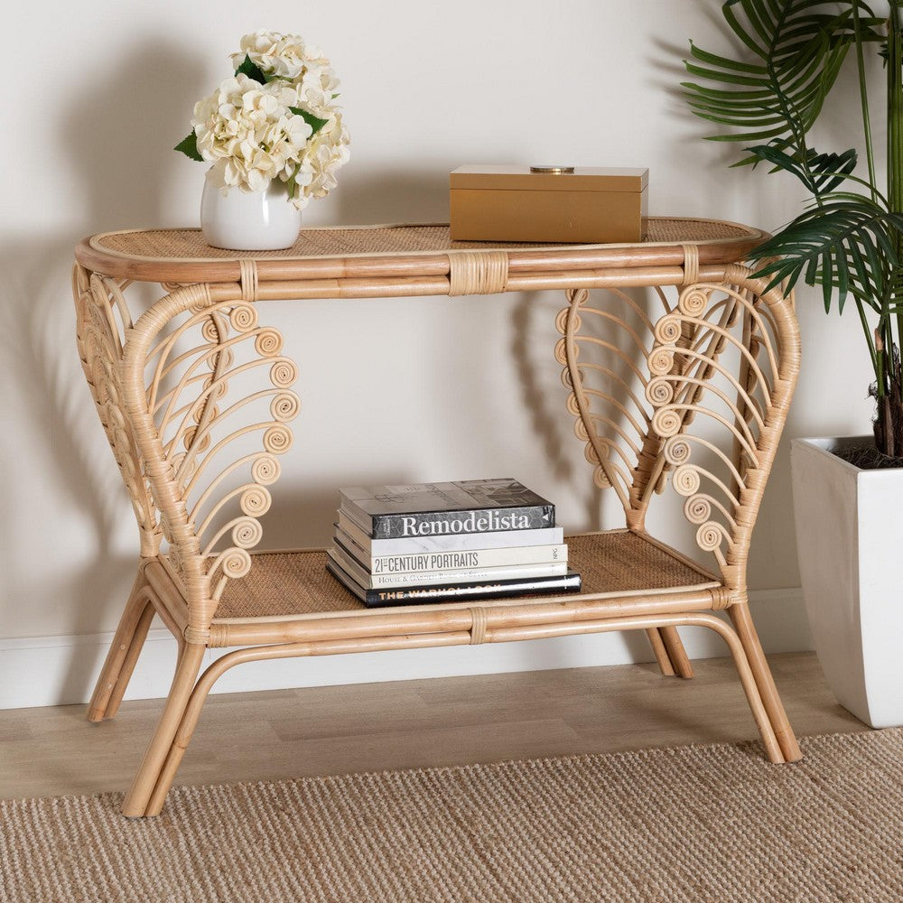 bali & pari - Bastet Console Table in Natural Brown - RBS033-Rattan-Console view 7