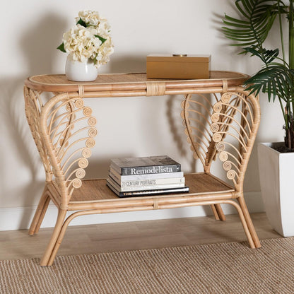 bali & pari - Bastet Console Table in Natural Brown - RBS033-Rattan-Console view 7