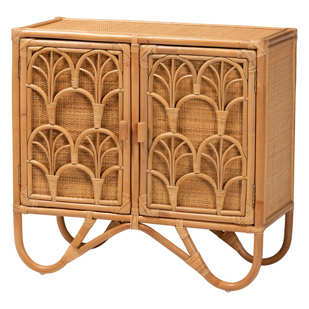bali & pari - Baylor Storage Cabinet in Light Honey - TORAJA-Light Honey Rattan-Cabinet view 1