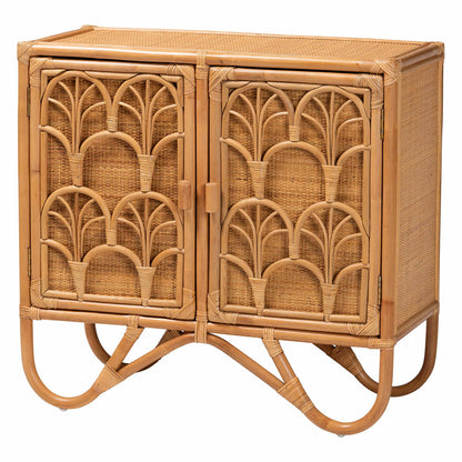 bali & pari - Baylor Storage Cabinet in Light Honey - TORAJA-Light Honey Rattan-Cabinet view 1