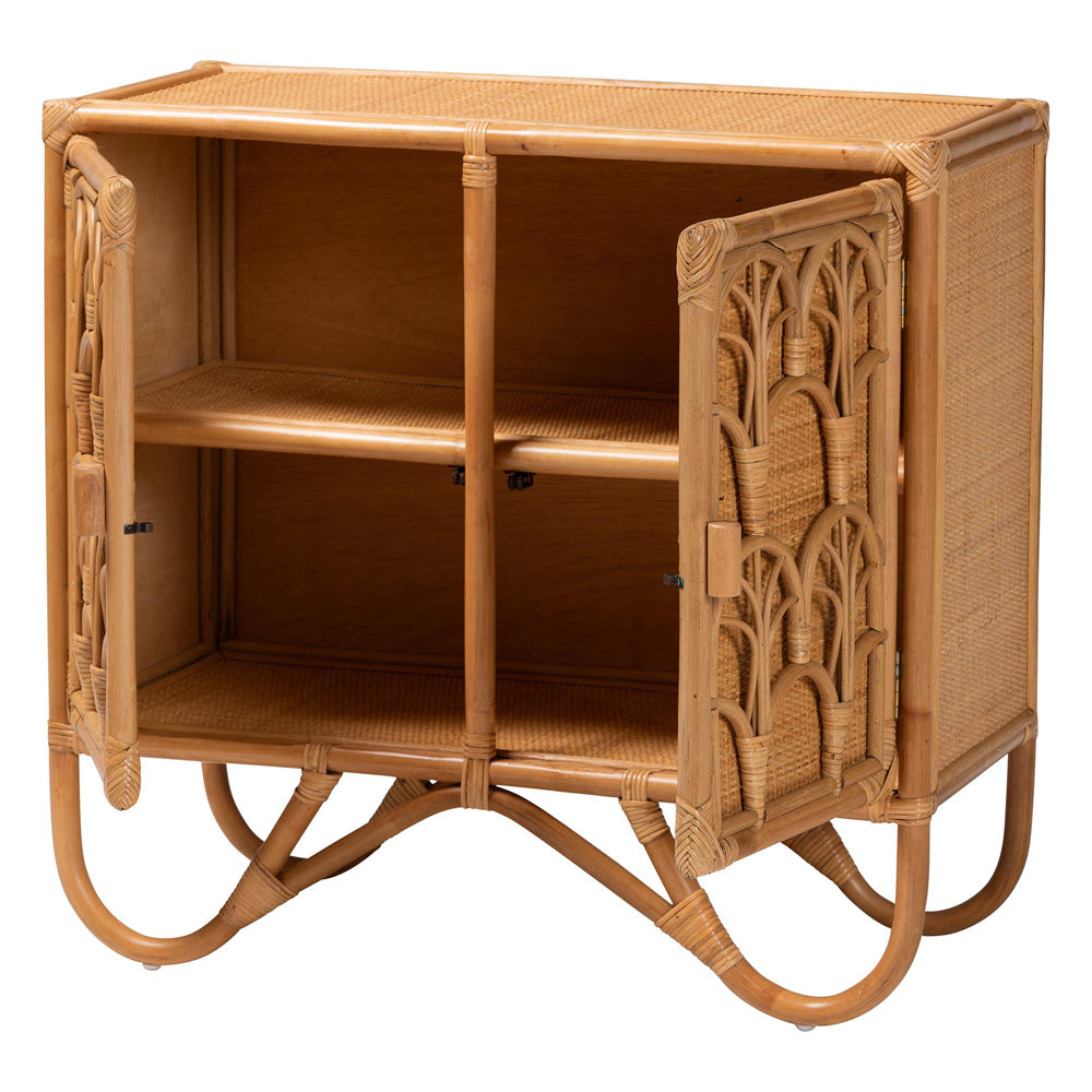 bali & pari - Baylor Storage Cabinet in Light Honey - TORAJA-Light Honey Rattan-Cabinet view 2
