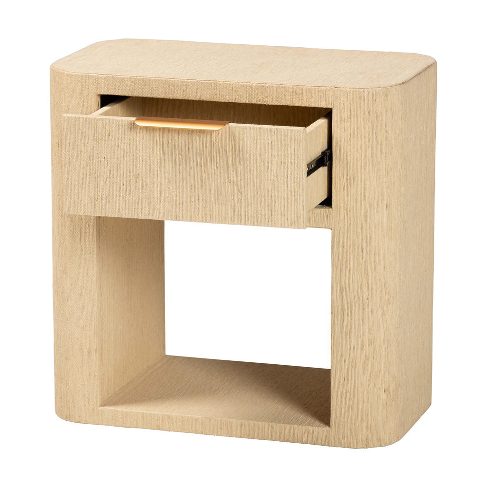 bali & pari  - Beauford Nightstand in Light Brown/Gold - Beauford-Light Brown-Rounded Edge-NS view 2