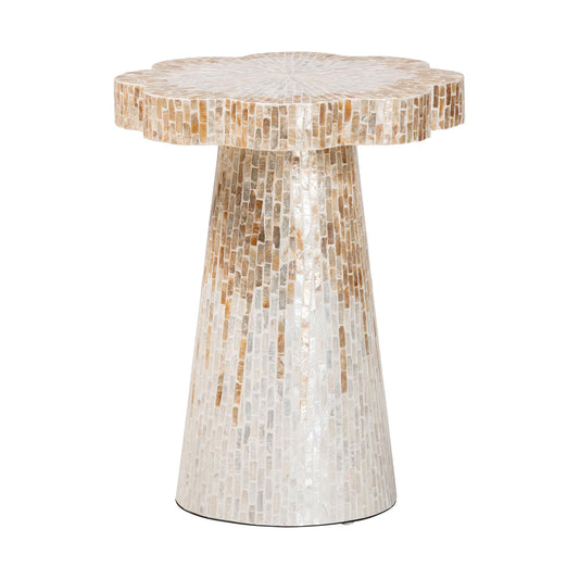 bali & pari - BeileEnd Table in White/Champagne Beige - F2508-FT9-Capiz-ET view 1