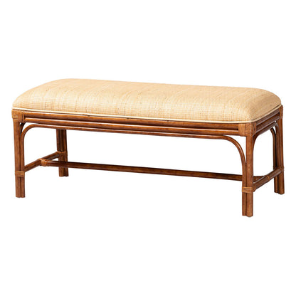 bali & pari - Belen Bench in Marbled Tortoise Brown/Natural Brown - WS191-Tortoise/Natural Rattan-Cushion-Bench view 1