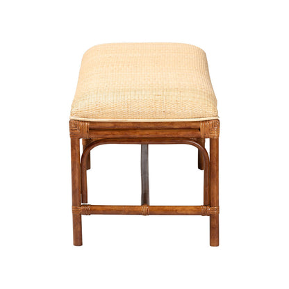bali & pari - Belen Bench in Marbled Tortoise Brown/Natural Brown - WS191-Tortoise/Natural Rattan-Cushion-Bench view 3