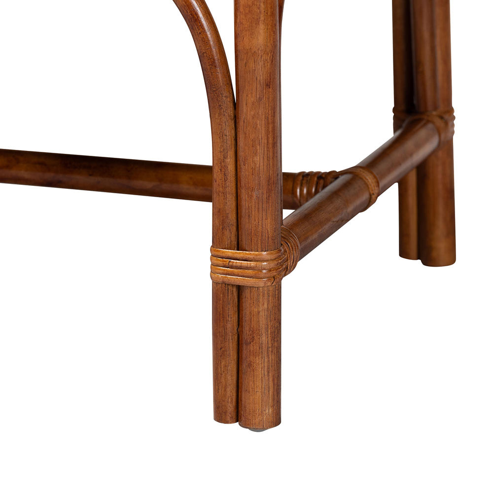 bali & pari - Belen Bench in Marbled Tortoise Brown/Natural Brown - WS191-Tortoise/Natural Rattan-Cushion-Bench view 4