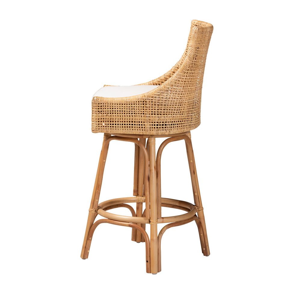bali & pari - Bella Bar Stool in Natural Brown/White - Bella-Rattan-BS view 3