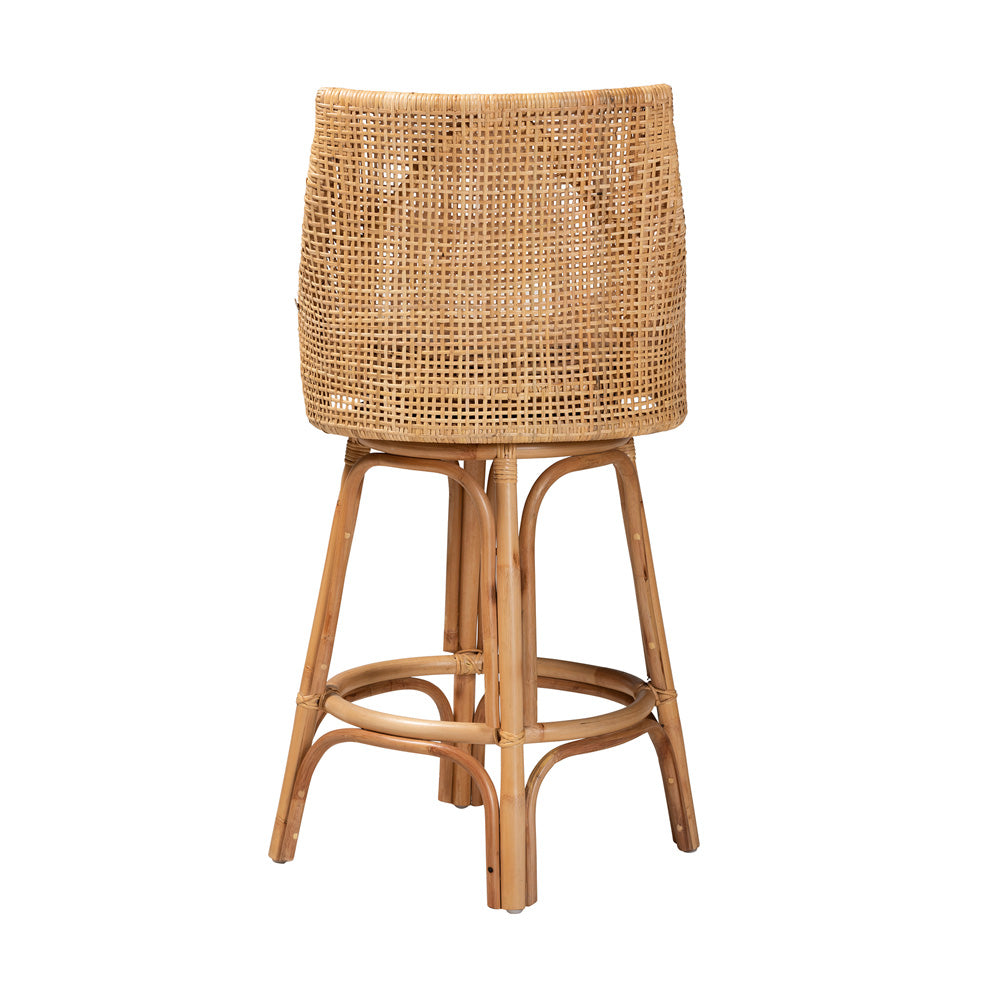 bali & pari - Bella Bar Stool in Natural Brown/White - Bella-Rattan-BS view 4