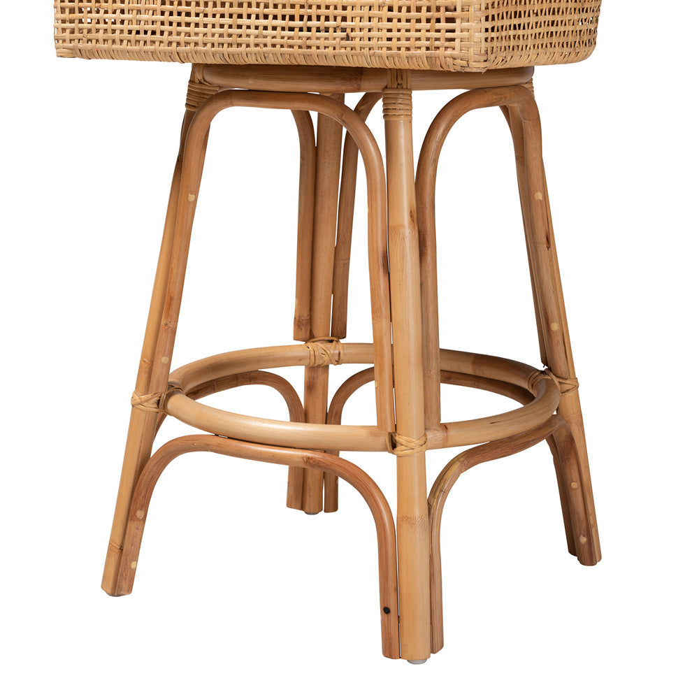 bali & pari - Bella Bar Stool in Natural Brown/White - Bella-Rattan-BS view 6