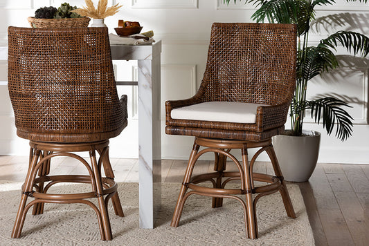 bali & pari - Bella Counter Stool - Bella-Coffee Antique/Rattan-CS view 2