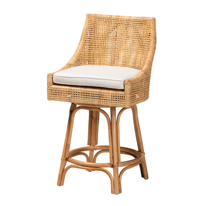 bali & pari - Bella Counter Stool in Natural Brown/White - Bella-Rattan-CS view 1