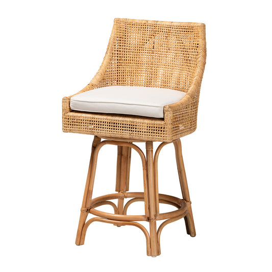 bali & pari - Bella Counter Stool in Natural Brown/White - Bella-Rattan-CS view 1