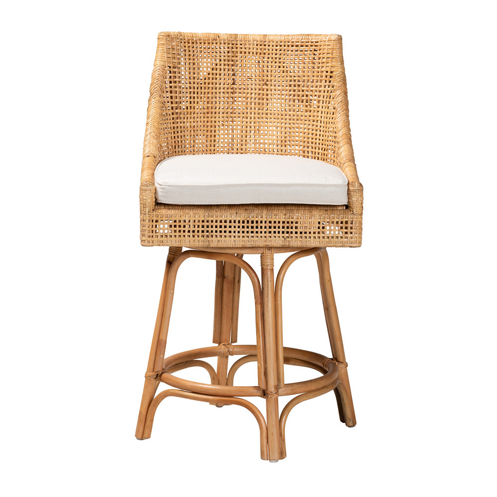 bali & pari - Bella Counter Stool in Natural Brown/White - Bella-Rattan-CS view 2