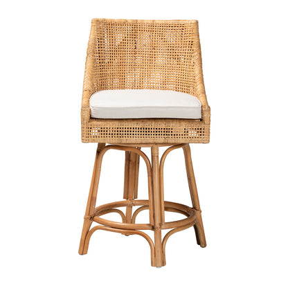bali & pari - Bella Counter Stool in Natural Brown/White - Bella-Rattan-CS view 2
