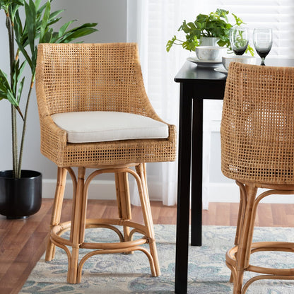bali & pari - Bella Counter Stool in Natural Brown/White - Bella-Rattan-CS view 8