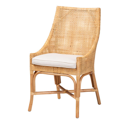 bali & pari - Bella Dining Chair in White/Natural Brown - Bella-Rattan-DC view 1