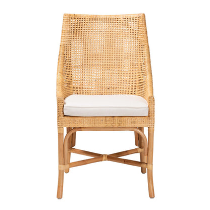 bali & pari - Bella Dining Chair in White/Natural Brown - Bella-Rattan-DC view 2