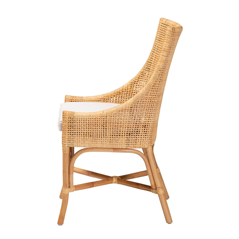 bali & pari - Bella Dining Chair in White/Natural Brown - Bella-Rattan-DC view 3