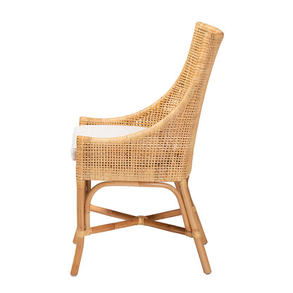 bali & pari - Bella Dining Chair in White/Natural Brown - Bella-Rattan-DC view 3