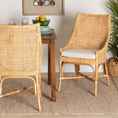 bali & pari - Bella Dining Chair in White/Natural Brown - Bella-Rattan-DC view 8
