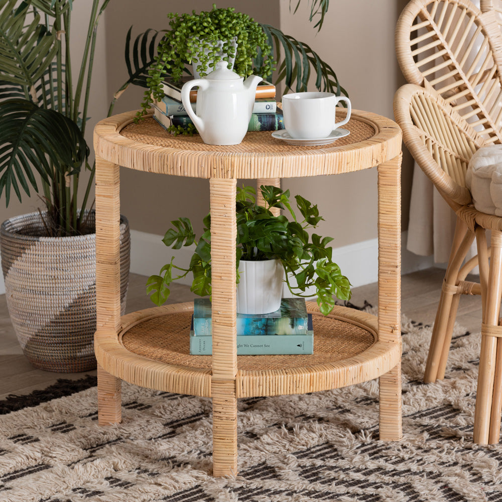 bali & pari - Bella End Table in Natural Brown - Bella-Rattan-ET view 6