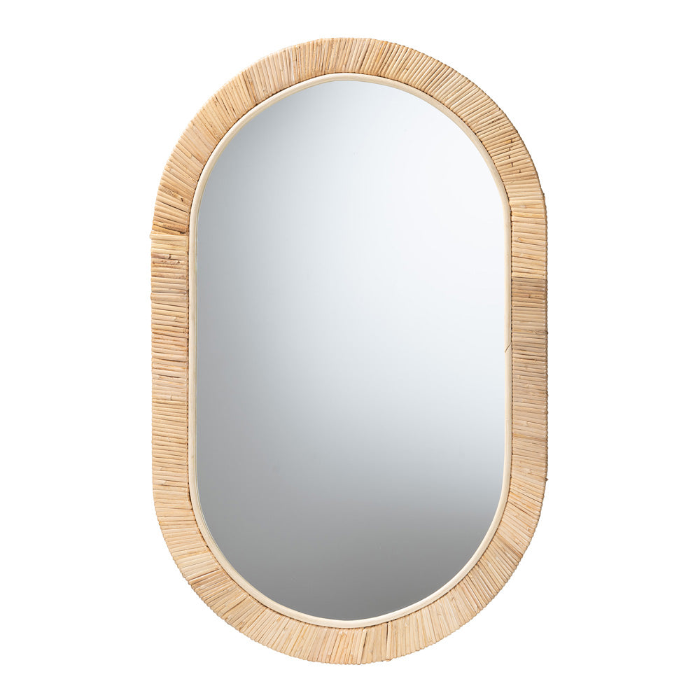 bali & pari - Bella Mirror in Natural Brown - Bella-Hardwood-Oval-Mirror view 1