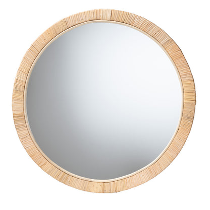 bali & pari - Bella Mirror in Natural Brown - Bella-Hardwood-Round-Mirror view 1