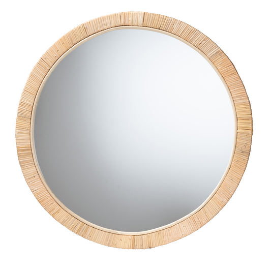 bali & pari - Bella Mirror in Natural Brown - Bella-Hardwood-Round-Mirror view 1