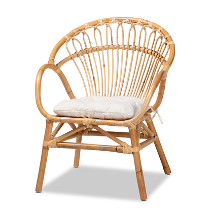 bali & pari - Benicia Dining Chair in White/Natural Brown - DC818-Rattan-DC view 1