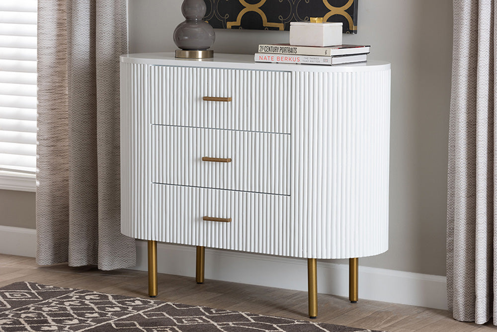 bali & pari - Beyla Dresser - SVN-1240-White/Gold-Dubai-3DW-Dresser view 5