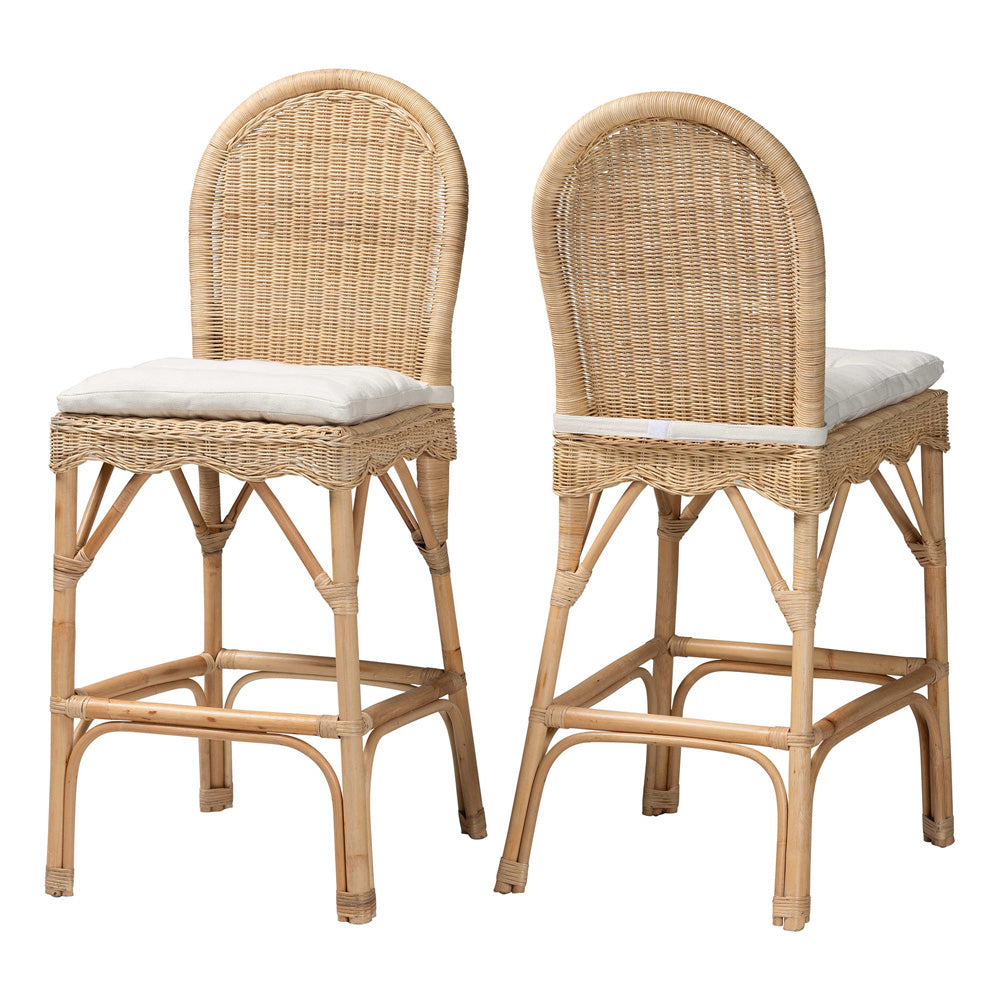 bali & pari - Bilu Set of 2 Bar Stools in Natural - DC829-BS-Bilu-Light Honey Rattan-Bar Stool view 1