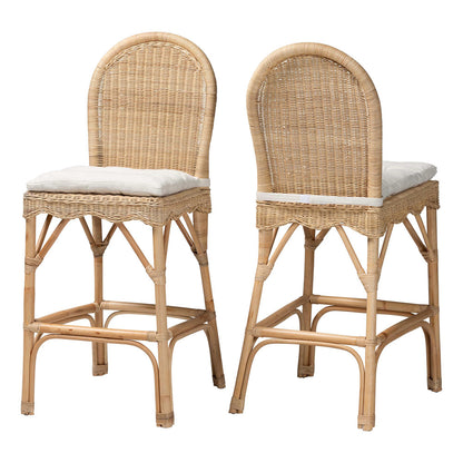 bali & pari - Bilu Set of 2 Bar Stools in Natural - DC829-BS-Bilu-Light Honey Rattan-Bar Stool view 1