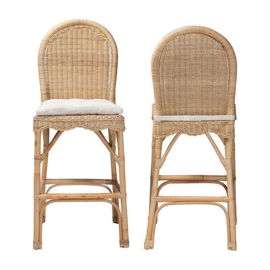 bali & pari - Bilu Set of 2 Bar Stools in Natural - DC829-BS-Bilu-Light Honey Rattan-Bar Stool view 2
