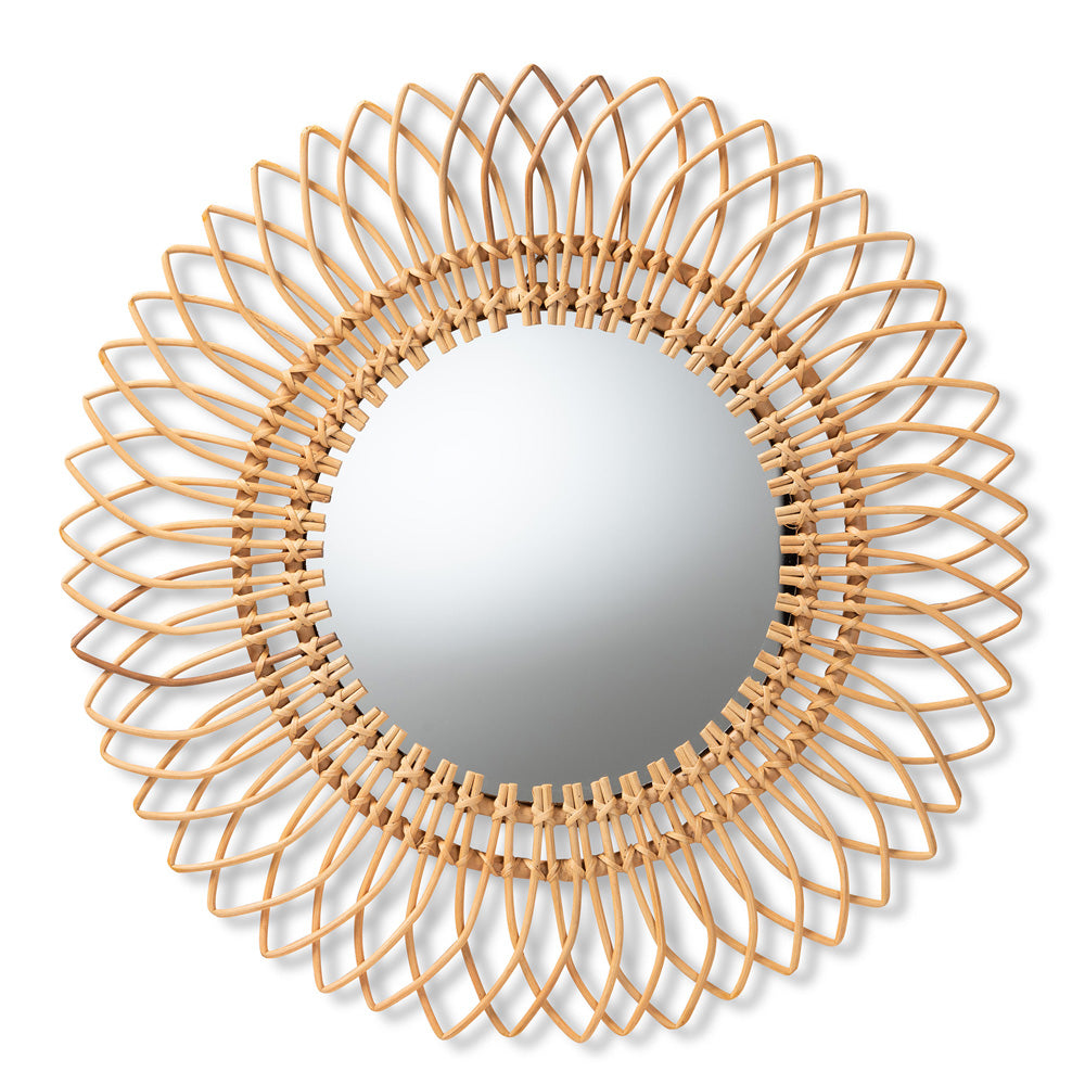 bali & pari - Bora Mirror in Natural Brown - Bora-Rattan-Mirror view 1