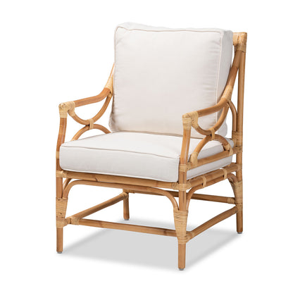bali & pari - Brandon Chair in White/Natural Brown - Brandon-Rattan-Armchair view 1
