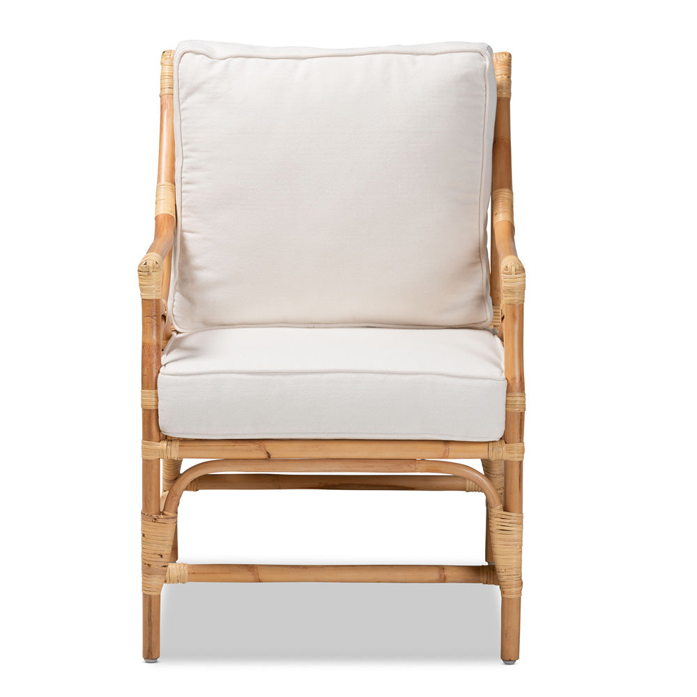 bali & pari - Brandon Chair in White/Natural Brown - Brandon-Rattan-Armchair view 2