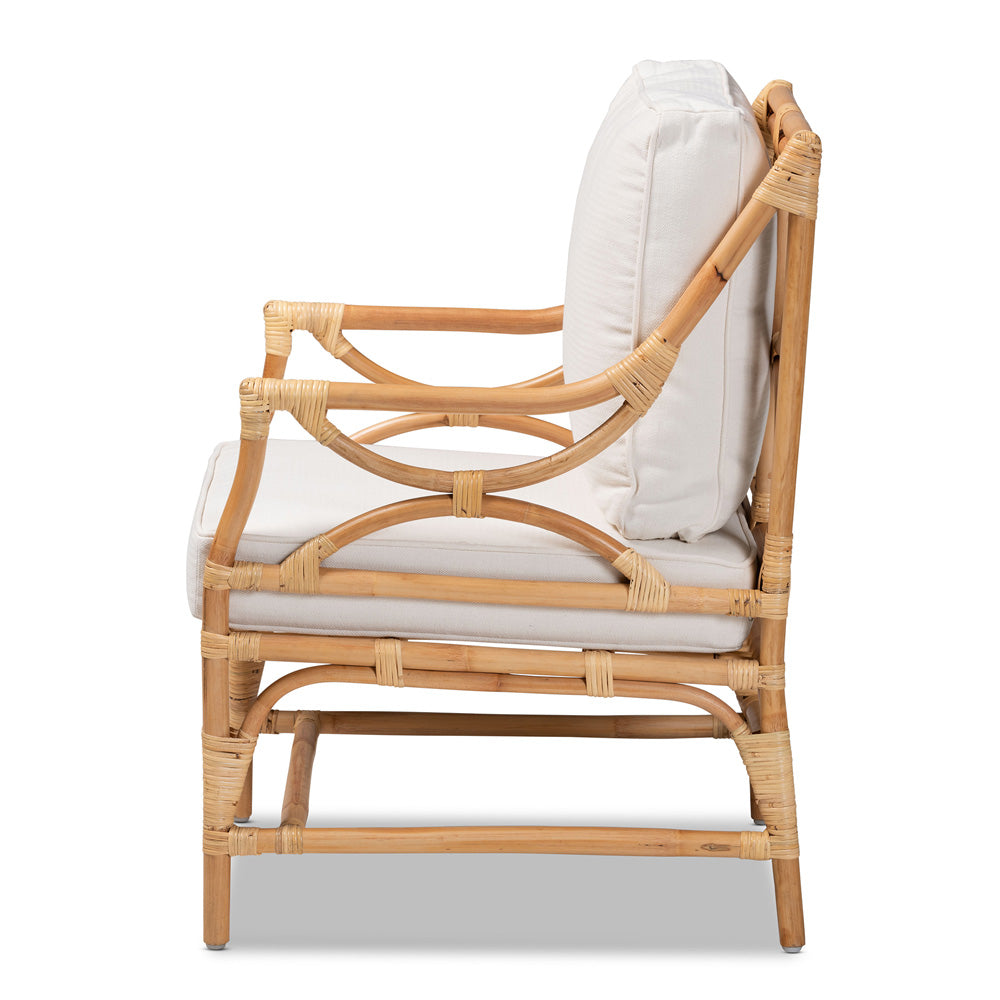 bali & pari - Brandon Chair in White/Natural Brown - Brandon-Rattan-Armchair view 3