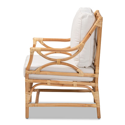 bali & pari - Brandon Chair in White/Natural Brown - Brandon-Rattan-Armchair view 3