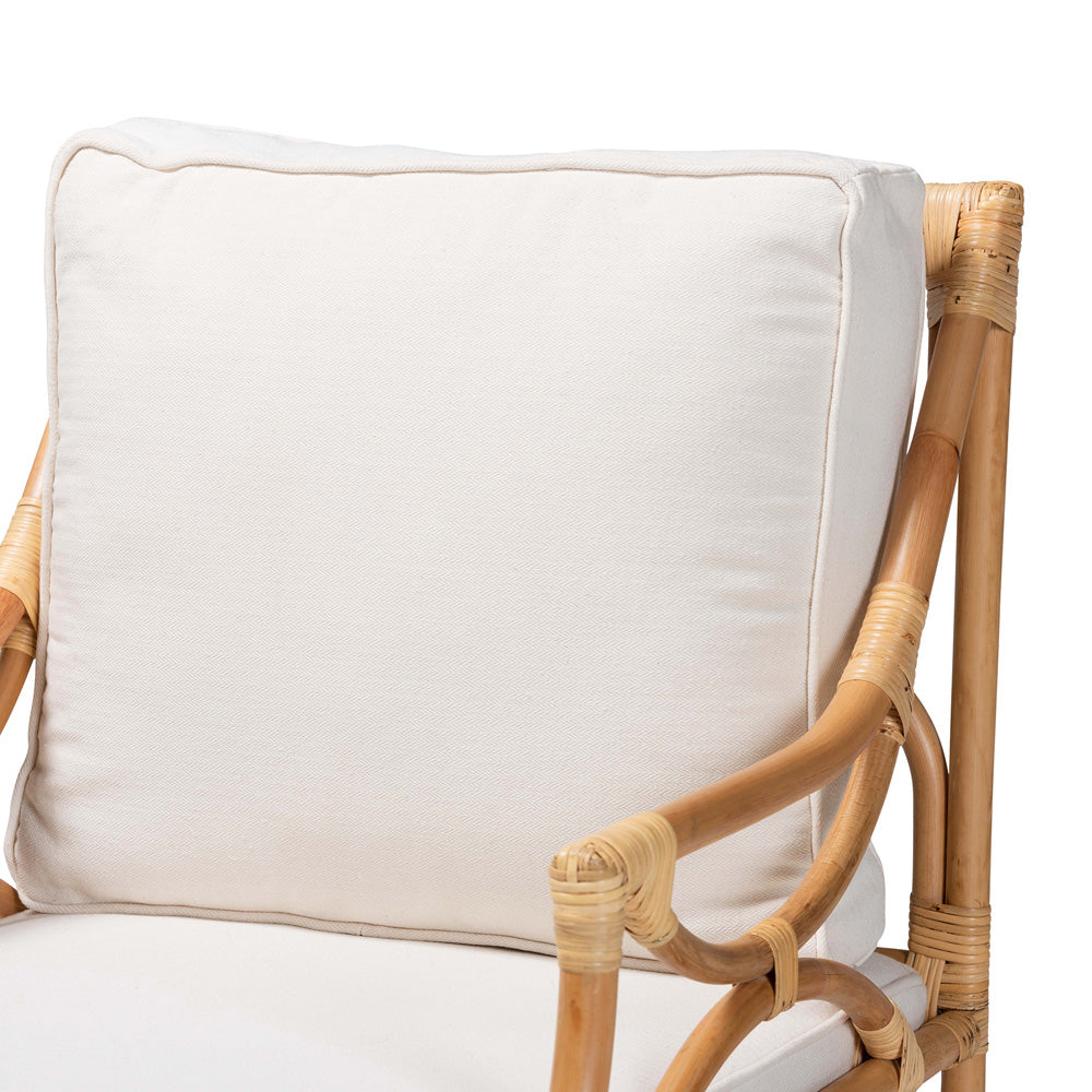 bali & pari - Brandon Chair in White/Natural Brown - Brandon-Rattan-Armchair view 5